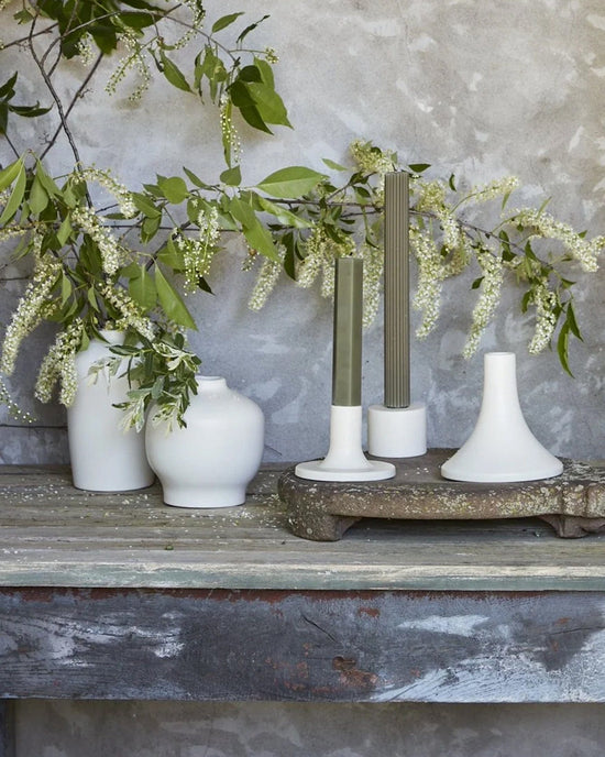 The Floral Society Tall Ceramic Blossom Vase in Matte White 