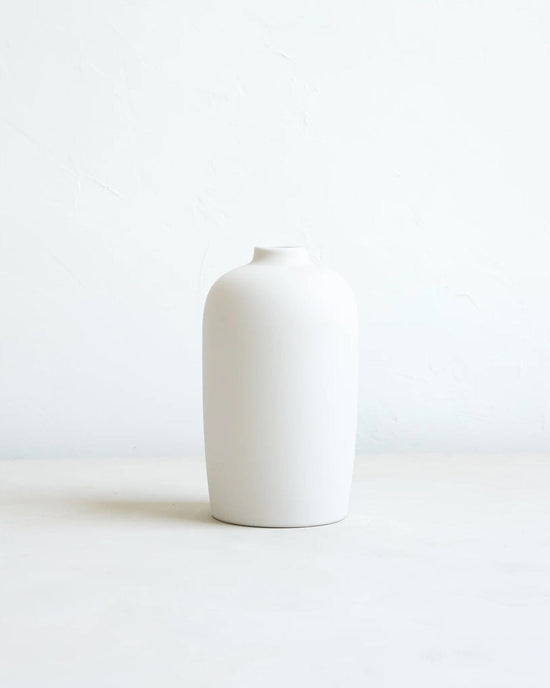 The Floral Society Tall Ceramic Blossom Vase in Matte White 