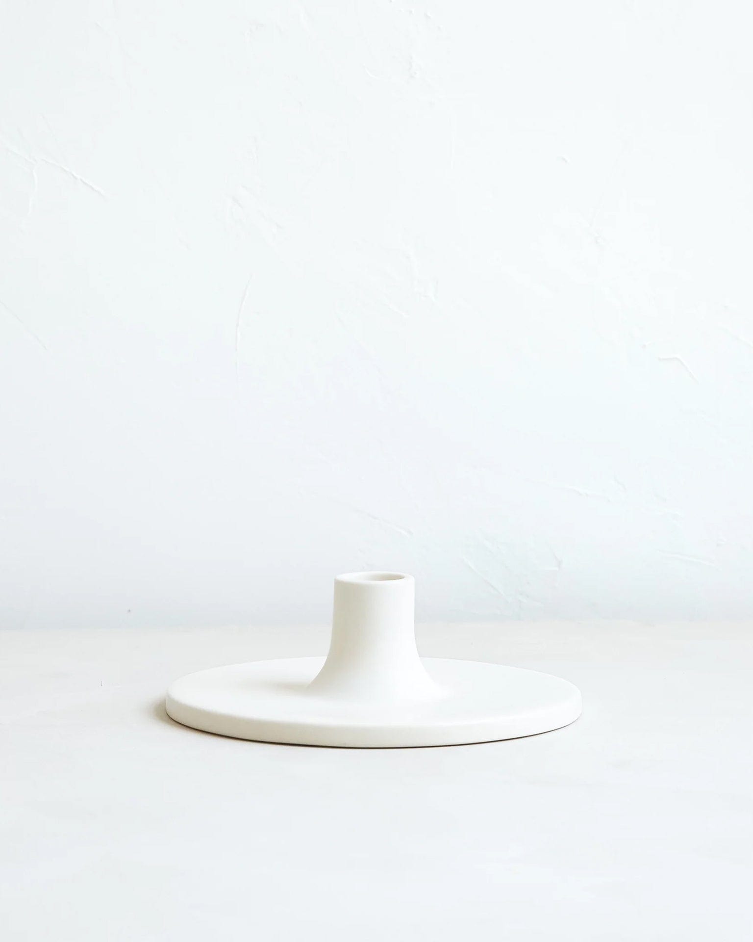 Wide Ceramic Taper Holder in Matte White
