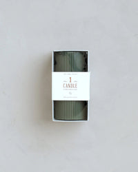 The Floral Society Fancy Ribbed Pillar Candle in Moss 