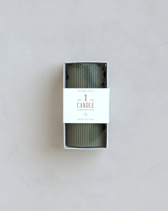 The Floral Society Fancy Ribbed Pillar Candle in Moss 