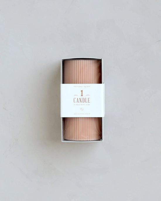 The Floral Society Fancy Ribbed Pillar Candle in Petal 