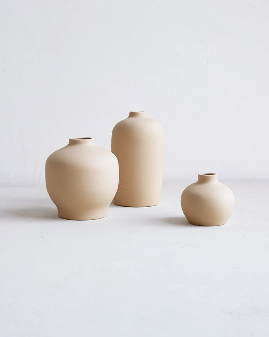 The Floral Society Home Sand Wide Ceramic Blossom Vase in Sand