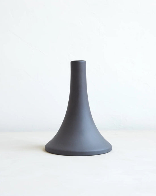 The Floral Society Home Smoke Tall Ceramic Grand Taper Holder in Smoke