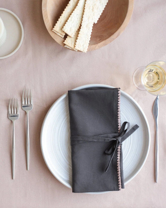 The Floral Society HOME Trellis Napkins in Smoke - S/2
