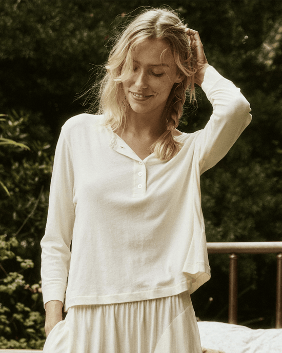 the Great The Crop Sleep Henley in Washed White
