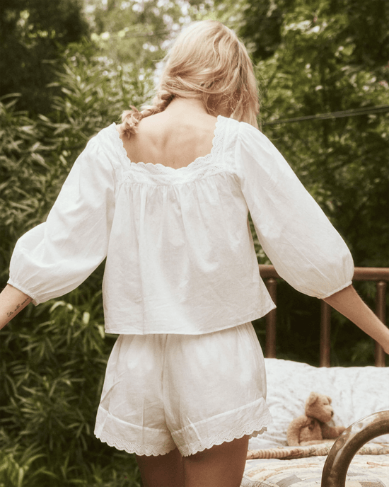 the Great Clothing The Eyelet Button Sleep Top in True White