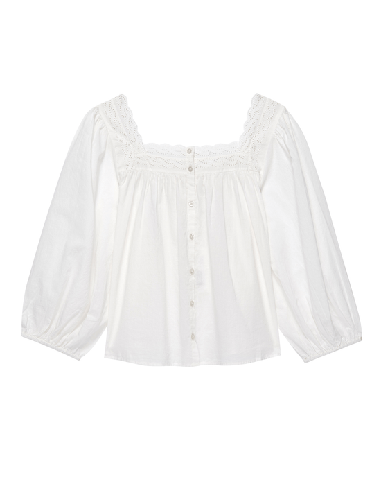 the Great Clothing The Eyelet Button Sleep Top in True White