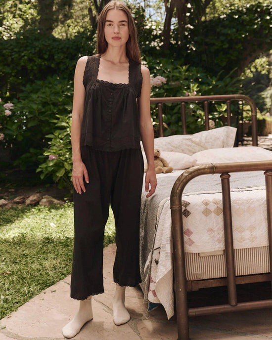 the Great The Eyelet Easy Sleep Pant in Black