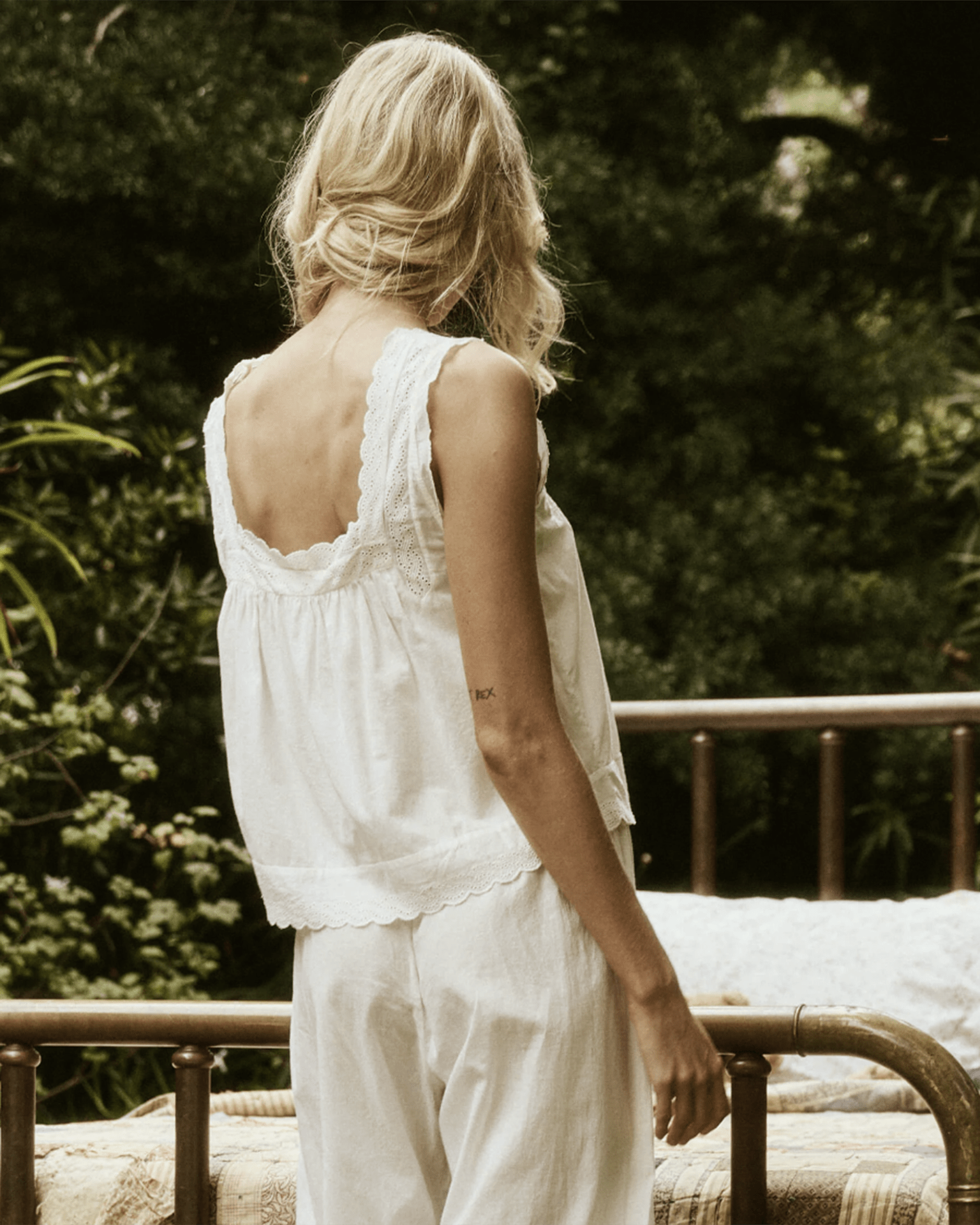 The Great. Eyelet Ruffle Tank - True White | 100% Cotton – Baske The Great. Eyelet Ruffle Tank - True White | 100% Cotton – Baske