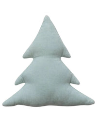 The creativeco-op Cotton Velvet Tree Pillow in Mint is a soft, light gray cotton velvet pillow shaped like a stylized Christmas tree with three layered tiers—perfect for festive holiday decor.