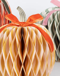 Fall Stripe Paper Honeycomb Pumpkins