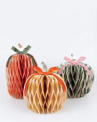 Fall Stripe Paper Honeycomb Pumpkins