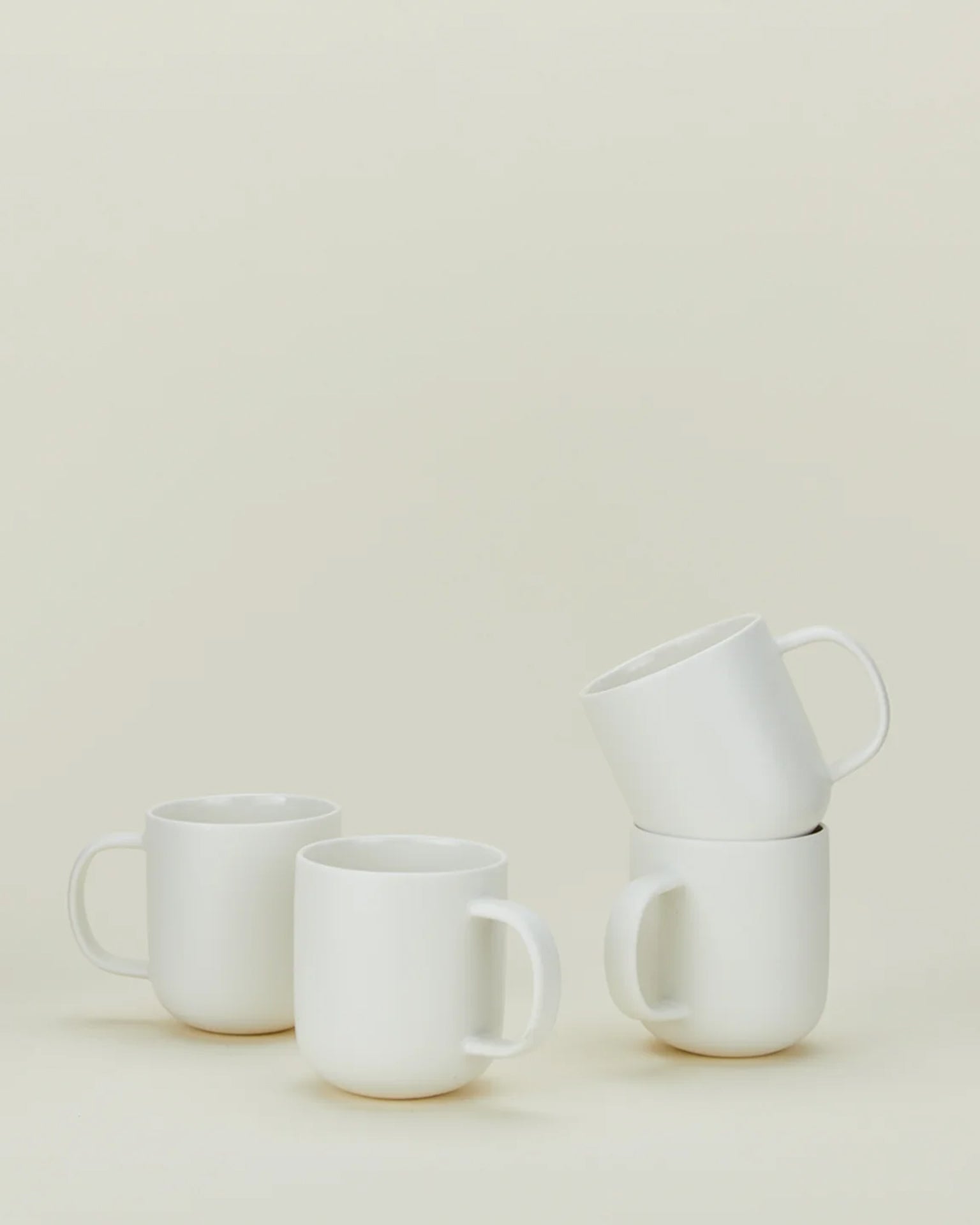 Simple Porcelain Mugs - Set of 4