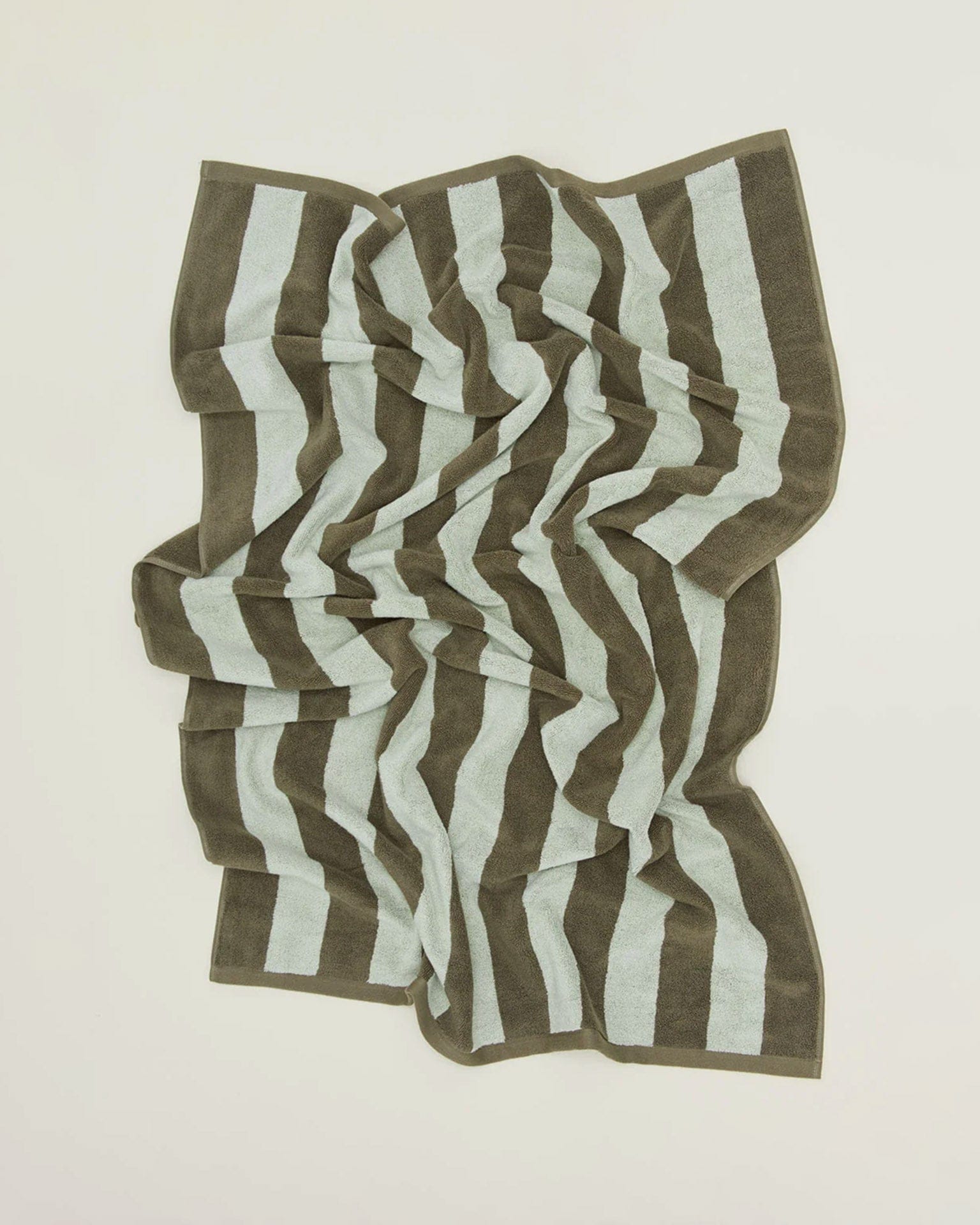 Simple Striped Terry Bath Towel in Olive/Sage