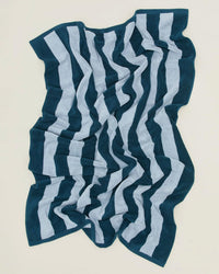 Simple Striped Terry Bath Sheet in Sky/Peacock