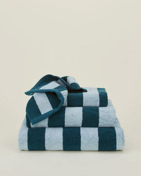Simple Striped Terry Bath Sheet in Sky/Peacock