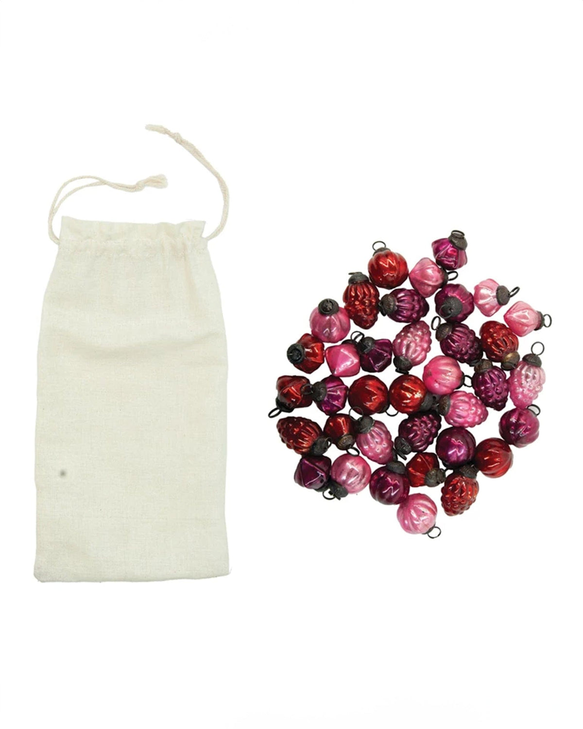 Mercury Glass Ornaments in Bag, Rose, S/36